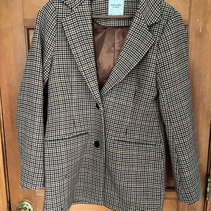 Abercrombie & Fitch Women's Houndstooth Blazer - Black and Tan